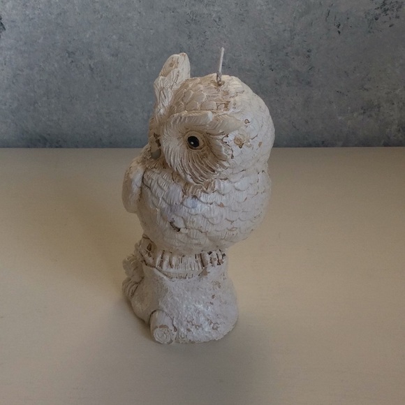 White 6” Tall Owl Candle Vintage - Picture 3 of 13